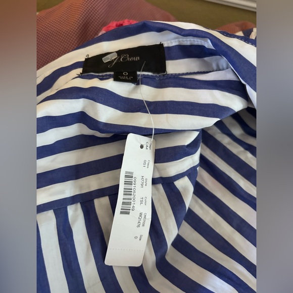 NWT J.Crew Tie Waist Shirtdress Stripe Blue 0 - Picture 4 of 5